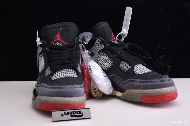 Kick Theory x Off Jordan Retro CV9388-001 White Air 4 Bred 0723